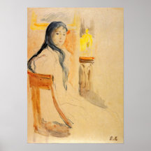 Young girl resting by Berthe Morisot Poster