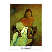 Young Girl With A Fan By Paul Gauguin Postcard