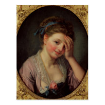 Young Girl with a Rose Postcard