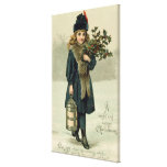 Young girl with Holly and Lantern Gallery Wrap Canvas