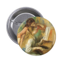 Young Girls at the Piano by Pierre Auguste Renoir Button