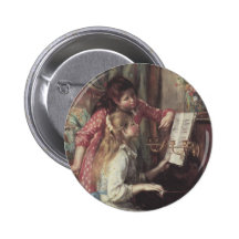 Young Girls at the Piano, Renoir Impressionism Art Pin