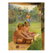 Young Girls Preparing Kava - Postcard