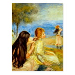 Young girls seaside beautiful Renoir painting art Post Cards