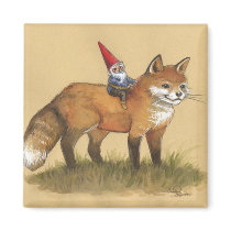Young Gnome and Fox Magnets