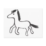 Young Horse Running in Black and White Sketch postcards
