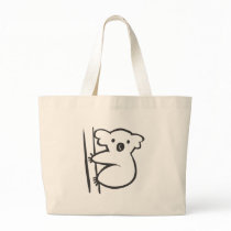 Young Koala in a Tree in Black and White Sketch Canvas Bags
