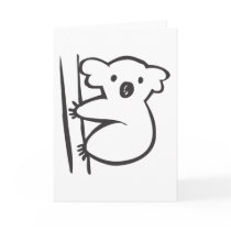 Young Koala in a Tree in Black and White Sketch Greeting Cards