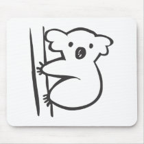 Young Koala in a Tree in Black and White Sketch Mouse Pad
