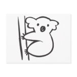 Young Koala in a Tree in Black and White Sketch postcards