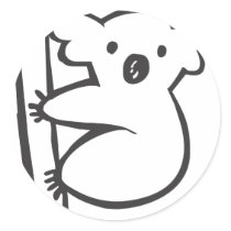 Young Koala in a Tree in Black and White Sketch Round Sticker