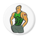 Young Man with Heart and Anchor Tattoo Print magnets
