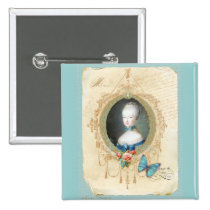 Young Marie Antoinette Butterfly Art Print buttons