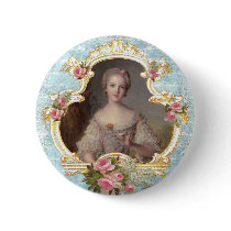 Young Marie Antoinette n Pink Roses Button Pin