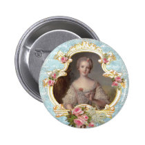 Young Marie Antoinette n Pink Roses Button Pin buttons