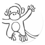 Young Monkey in Black and White Sketch Sticker