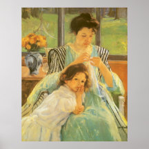 Young Mother Sewing by Mary Cassatt, Vintage Art Print