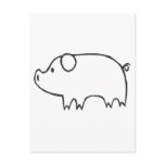 Young Pig in Black and White Sketch postcards