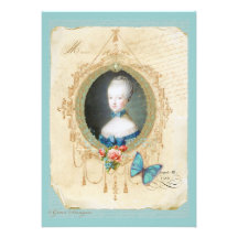 Young Queen Marie Antoinette Butterfly Print Card Personalized Invites