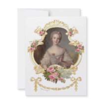 Young Queen Marie Antoinette Pink Roses Cards Custom Invites