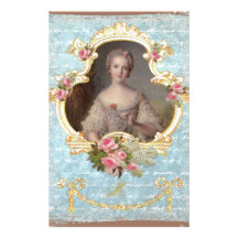 Young Queen Marie Antoinette Pink Roses Invitation Stationery Paper