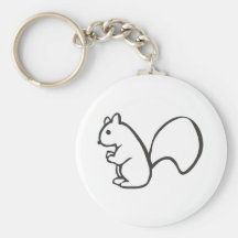 Young Squirrel in Black and White Sketch Key Chain