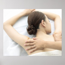young woman receiving massage,woman in health 2 posters
