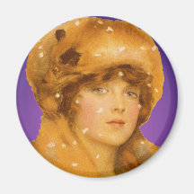 young womn in fur ht magnet