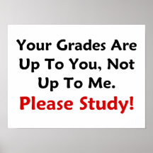 Your Grades Are Up To You. Please Study! Poster