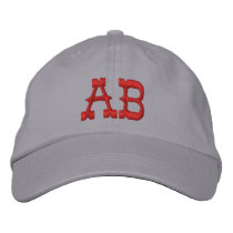 Your initials. Red Monogram. Customizable Embroidered Baseball Cap