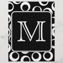 Your Letter. Black and White Monogram. Fun Pattern Custom Flyer