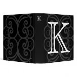 Your Letter. Black / White Swirl Monogram. Custom 3 Ring Binder