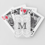 Your Letter. Black / White Swirl Monogram. Custom Poker Deck