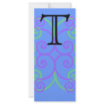 Your Letter. Custom. Bright Colors Swirl Monogram. Rack Card Design