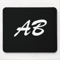 Your Letter Custom initials. Black White. Monogram Mousepad