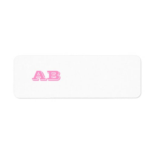 Your Letter Custom initials. Pink White. Monogram Return Address Labels