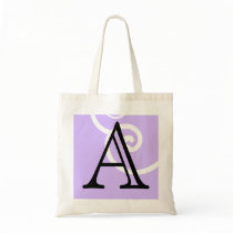 Your Letter. Custom. Lilac Purple Swirl Monogram. Canvas Bags