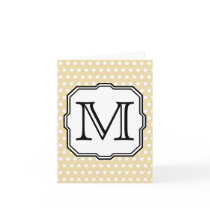 Your Letter. Custom Monogram. Beige Polka Dot. Cards