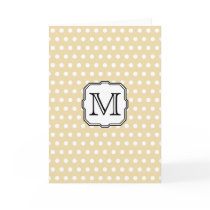 Your Letter. Custom Monogram. Beige Polka Dot. Greeting Card