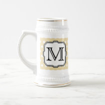Your Letter. Custom Monogram. Beige Polka Dot. Mugs