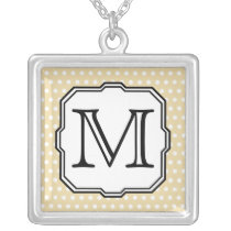 Your Letter. Custom Monogram. Beige Polka Dot. Pendants
