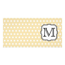 Your Letter. Custom Monogram. Beige Polka Dot. Custom Photo Card
