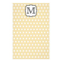 Your Letter. Custom Monogram. Beige Polka Dot. Stationery