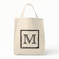 Your Letter. Custom Monogram. Black and White Bag