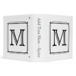 Your Letter. Custom Monogram. Black and White 3 Ring Binders