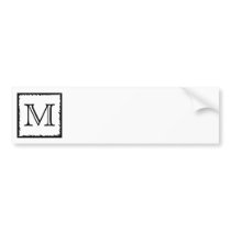 Your Letter. Custom Monogram. Black and White Bumper Stickers