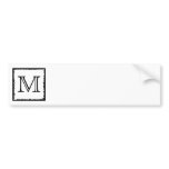Your Letter. Custom Monogram. Black and White bumper stickers
