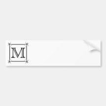 Your Letter. Custom Monogram. Black and White Bumper Sticker