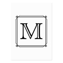 Your Letter. Custom Monogram. Black and White Business Card Template