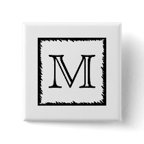 Your Letter. Custom Monogram. Black and White Pinback Buttons